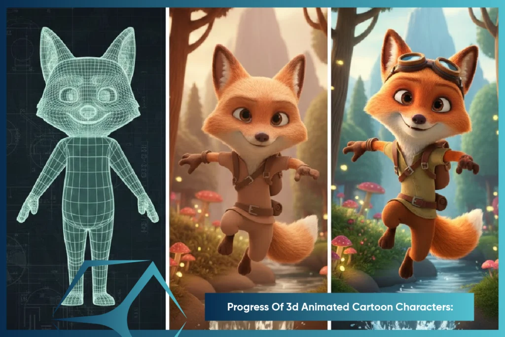 Progress of 3D animated cartoon characters showcasing modern animation techniques and trends in 2026 By TVS Cube