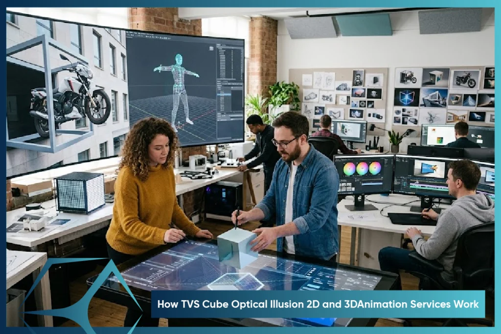 TVS Cube optical illusion 2D and 3D animation services create immersive visual experiences
