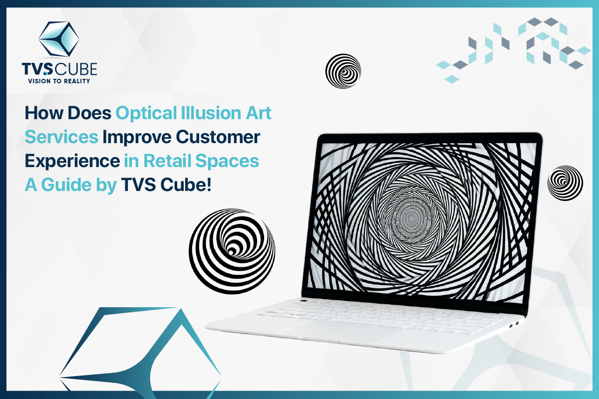 TVS Cube optical illusion art services improving customer experience in modern retail spaces.
